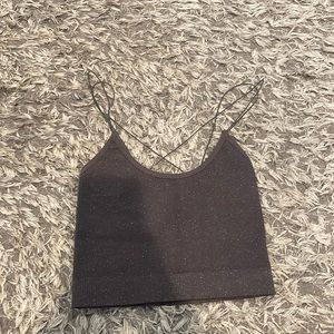 Urban outfitters gray sparkle sugar lip crop top